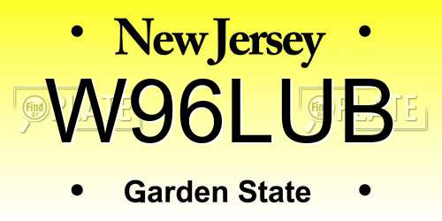 W96LUB New Jersey License Plate