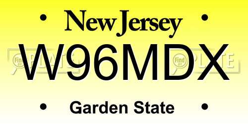 W96MDX New Jersey License Plate