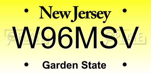 W96MSV New Jersey License Plate