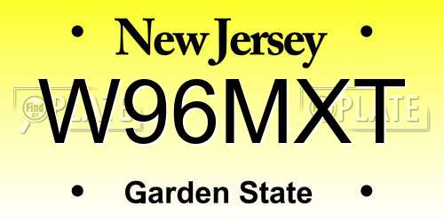 W96MXT New Jersey License Plate