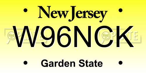 W96NCK New Jersey License Plate