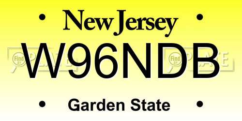 W96NDB New Jersey License Plate