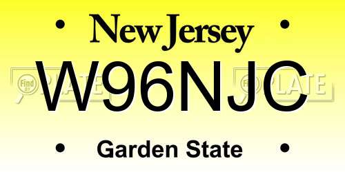 W96NJC New Jersey License Plate