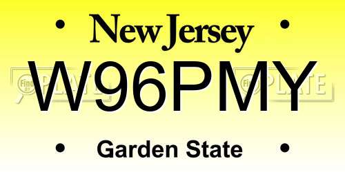 W96PMY New Jersey License Plate