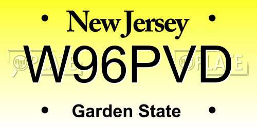 W96PVD New Jersey License Plate