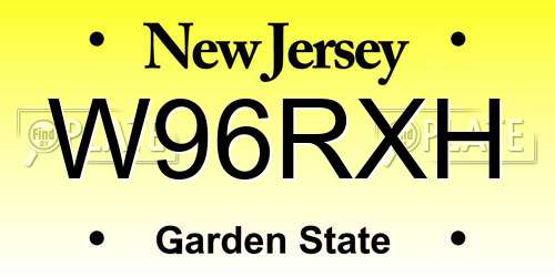 W96RXH New Jersey License Plate