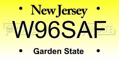 W96SAF New Jersey License Plate
