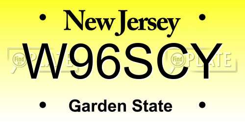 W96SCY New Jersey License Plate