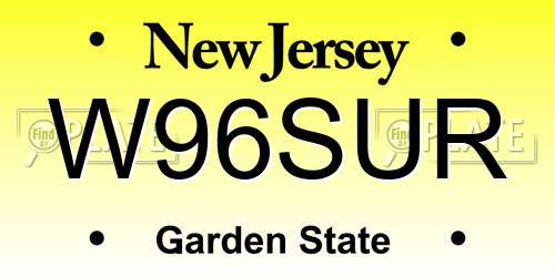 W96SUR New Jersey License Plate