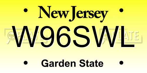 W96SWL New Jersey License Plate