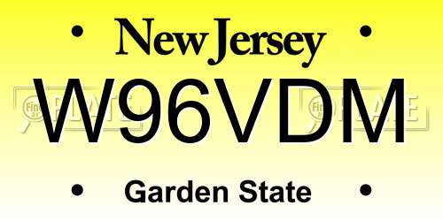 W96VDM New Jersey License Plate
