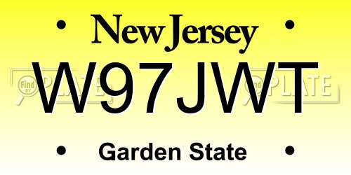 W97JWT New Jersey License Plate