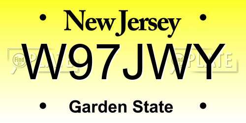 W97JWY New Jersey License Plate