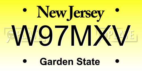 W97MXV New Jersey License Plate