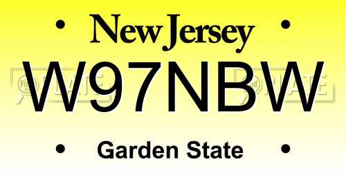 W97NBW New Jersey License Plate
