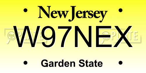 W97NEX New Jersey License Plate