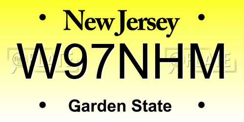 W97NHM New Jersey License Plate