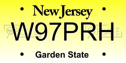 W97PRH New Jersey License Plate