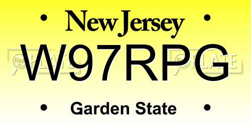 W97RPG New Jersey License Plate