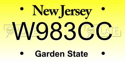 W983CC New Jersey License Plate