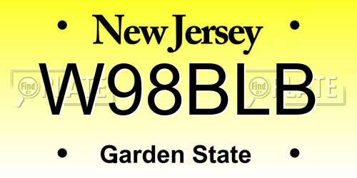 W98BLB New Jersey License Plate