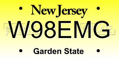 W98EMG New Jersey License Plate