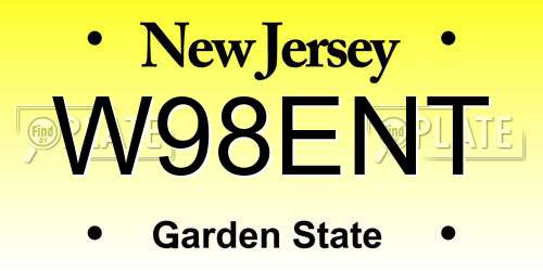 W98ENT New Jersey License Plate