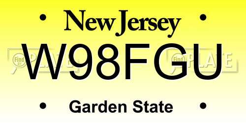 W98FGU New Jersey License Plate