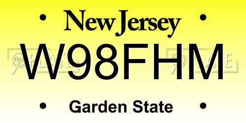 W98FHM New Jersey License Plate