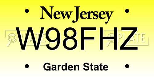 W98FHZ New Jersey License Plate