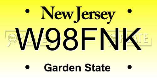W98FNK New Jersey License Plate