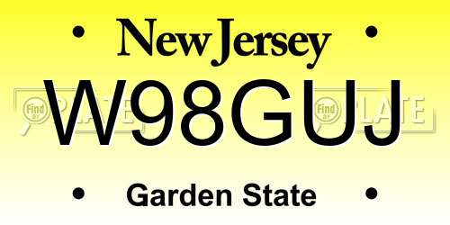 W98GUJ New Jersey License Plate