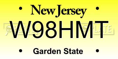 W98HMT New Jersey License Plate
