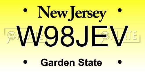 W98JEV New Jersey License Plate