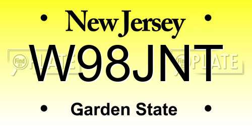 W98JNT New Jersey License Plate