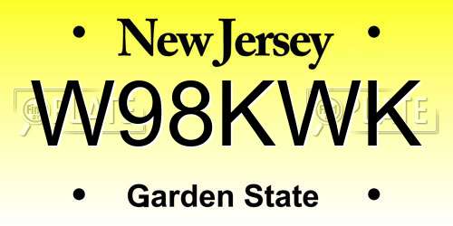 W98KWK New Jersey License Plate