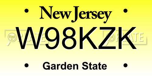 W98KZK New Jersey License Plate