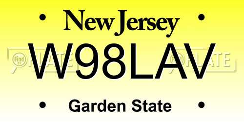 W98LAV New Jersey License Plate