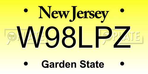 W98LPZ New Jersey License Plate