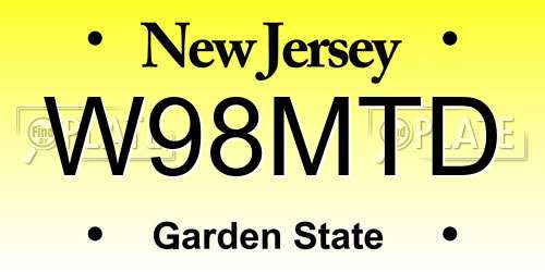 W98MTD New Jersey License Plate