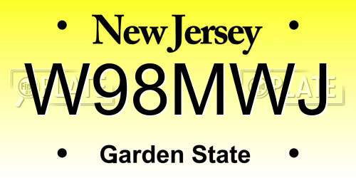 W98MWJ New Jersey License Plate