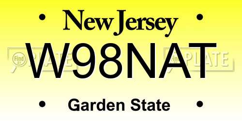 W98NAT New Jersey License Plate
