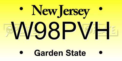 W98PVH New Jersey License Plate