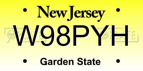 W98PYH New Jersey License Plate