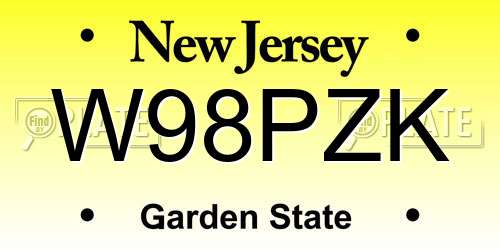 W98PZK New Jersey License Plate