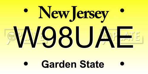 W98UAE New Jersey License Plate