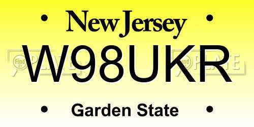 W98UKR New Jersey License Plate