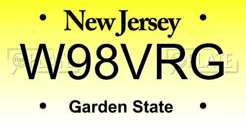 W98VRG New Jersey License Plate