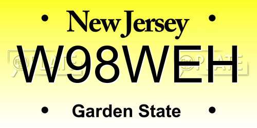 W98WEH New Jersey License Plate