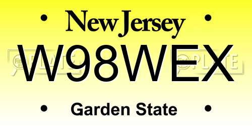 W98WEX New Jersey License Plate